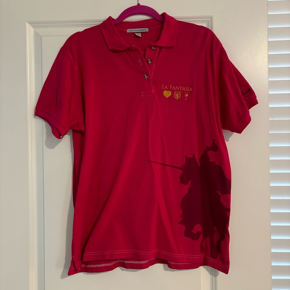 La Fantasia Castello Di Amorosa Napa Hot Pink Women’s Polo Short Sleeve Shirt XL